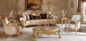 Kursi Sofa Tamu Emas Truva Ukir Classic