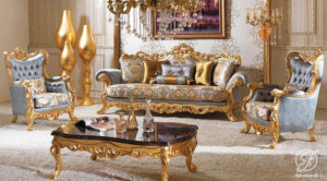 Kursi Sofa Tamu Mewah Romawi Classic Gold