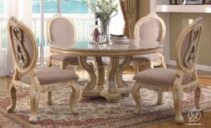 Set Meja Makan Bundar Duco Ukir Victoria