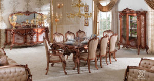 Set Meja Makan Inlay Duco Ukir Klasik