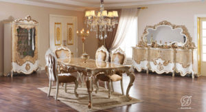 Set Meja Makan Klasik Ukir Duco Waldorf