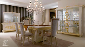 Set Meja Makan Modern Duco Ukir Itali
