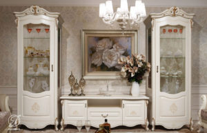 Set Bufet TV Baroque Ukir Duco Putih