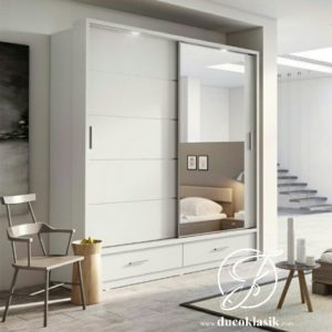 Lemari Minimalis Sliding 2 Pintu Laci