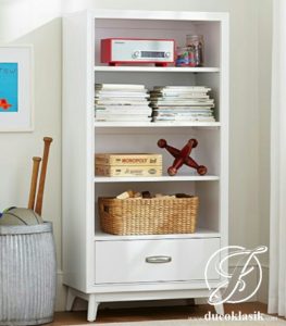 Lemari Buku Anak Minimalis Retro Duco Putih