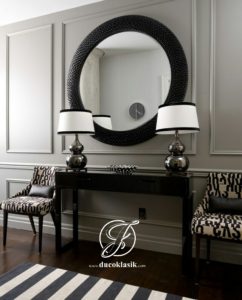 Set Meja Console Cermin Bundar Minimalis Modern