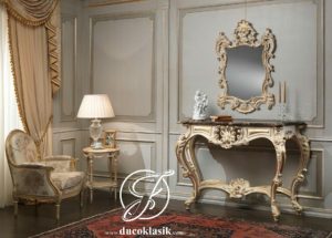 Set Meja Console Ukir French Mewah