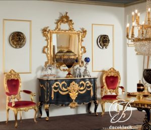 Set Meja Console Ukir Klasik Italian Gold