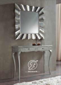Set Meja Konsol Cermin Minimalis Duco Silver