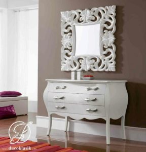 Set Meja Konsol Cermin Minimalis Racoco Putih