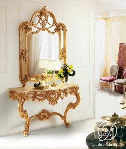 Set Meja Konsol Dinding Ukir Baroque Gold