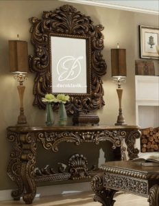 Set Meja Konsol Mirror Eropa Ukir Klasik