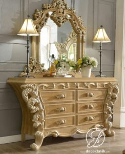 Set Meja Konsol Mirror Royal Ukir Klasik