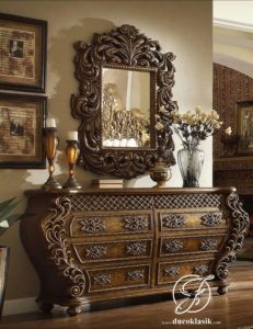 Set Meja Konsol Mirror Ukir Eropa Klasik