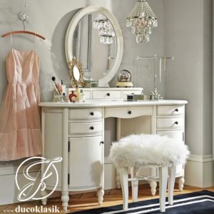 Meja Rias Minimalis Mirror Cermin Oval Modern
