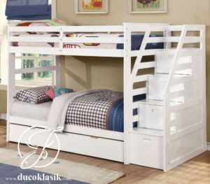 Tempat Tidur Minimalis Anak Tingkat Tangga Laci Sorong