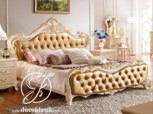 Tempat Tidur Busa Jok Emas Ukir Mewah
