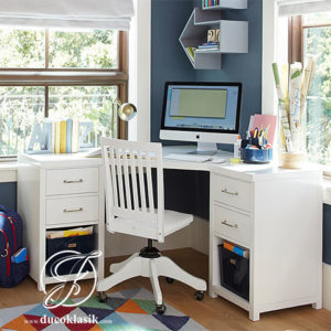 Meja Komputer Sudut Minimalis Modern Cat Duco Putih