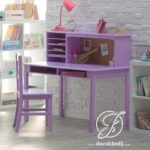 Meja Belajar Anak Perempuan Minimalis Cat Pink Dan Ungu