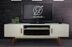 Bufet TV Retro Putih Minimalis Sederhana