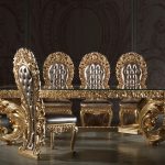 Set Meja Makan Ukir Mewah Gold Royal Classic